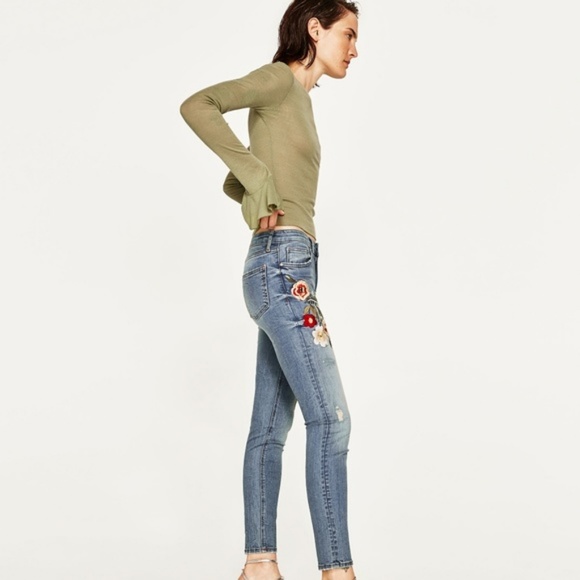 Zara The Skinny in Helen embroidered jeans 4 NWT - Picture 3 of 8